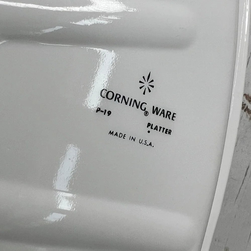 Corning Ware P-19 Platter White Blue Cornflower Tree and Well 16 inch